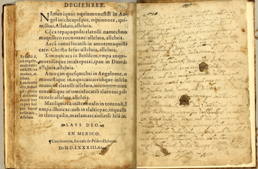 collection of psalms in Nahuatl with manuscript notes