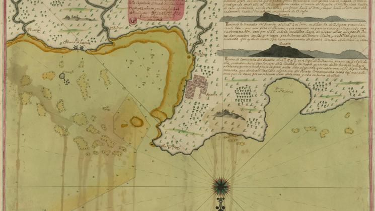 colorful eighteenth-century map of the northern coast of Hispaniola
