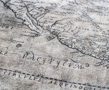 Detail of a map shows text in Latin.