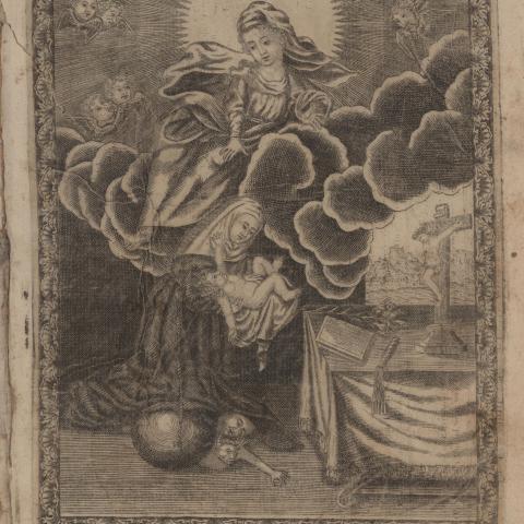 Image depicting an angel hovering over Mary and Jesus