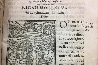 detail of a page from a Mexican incunable book printed between 1539 to 1600