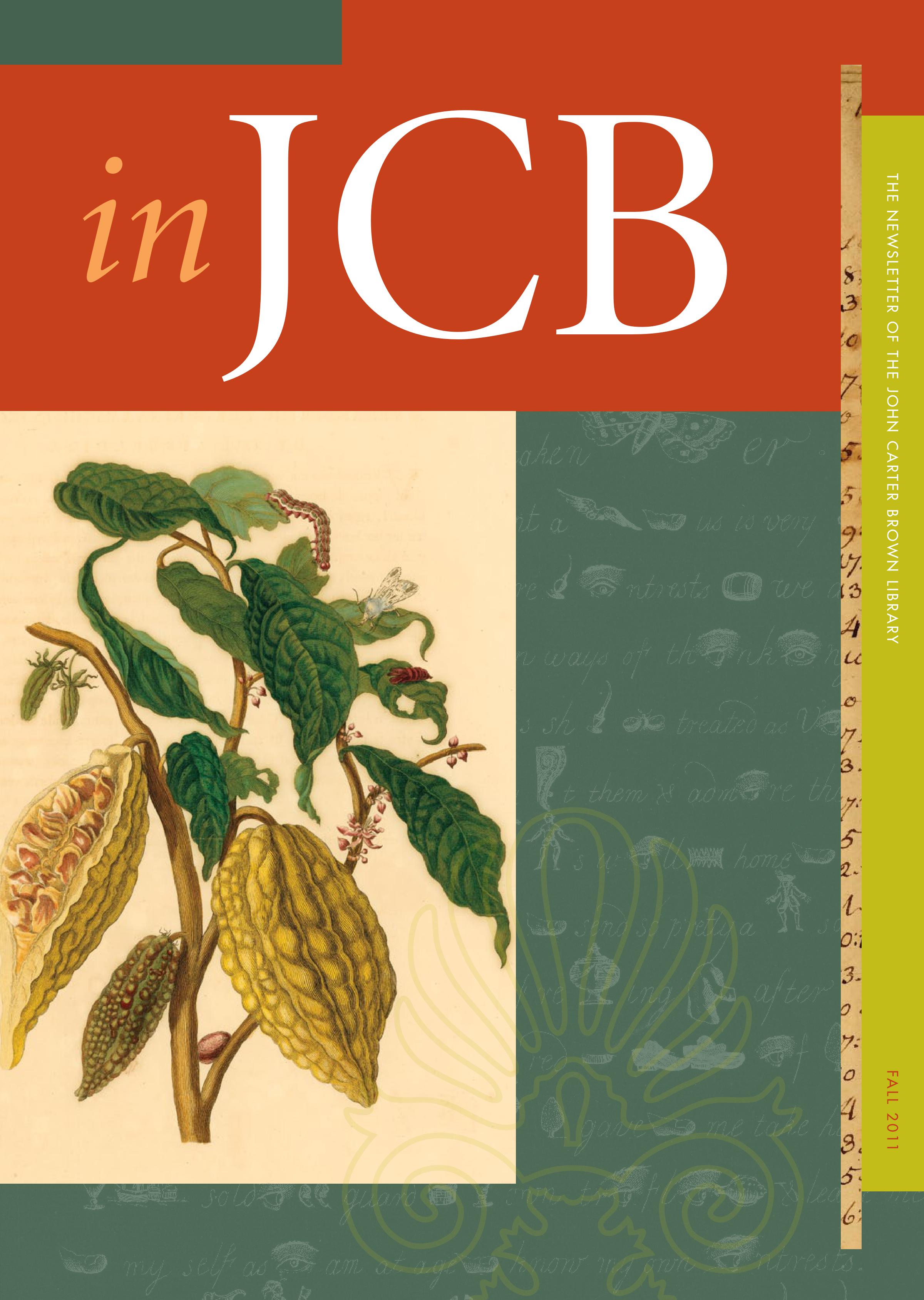 cover of the In JCB newsletter showing a colorful image of cacao