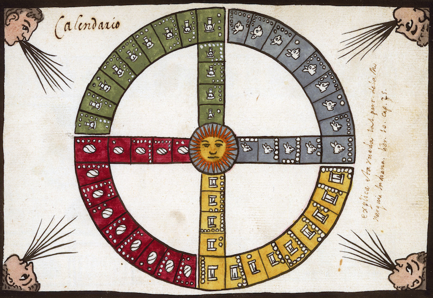 multi-color continuous Aztec calendar