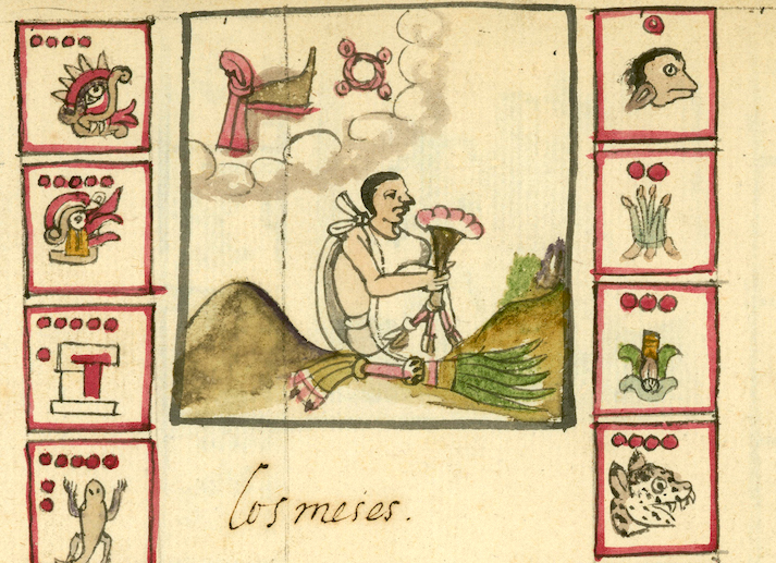 colorful manuscript hieroglyphs from the Tovar Codex