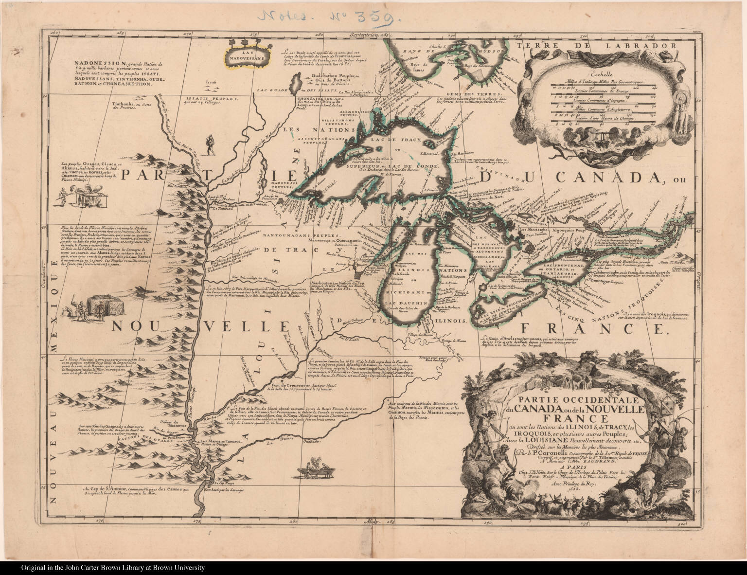 An image of the map “La Louisiane…”  made in 1695 by Vincenzo Coronelli