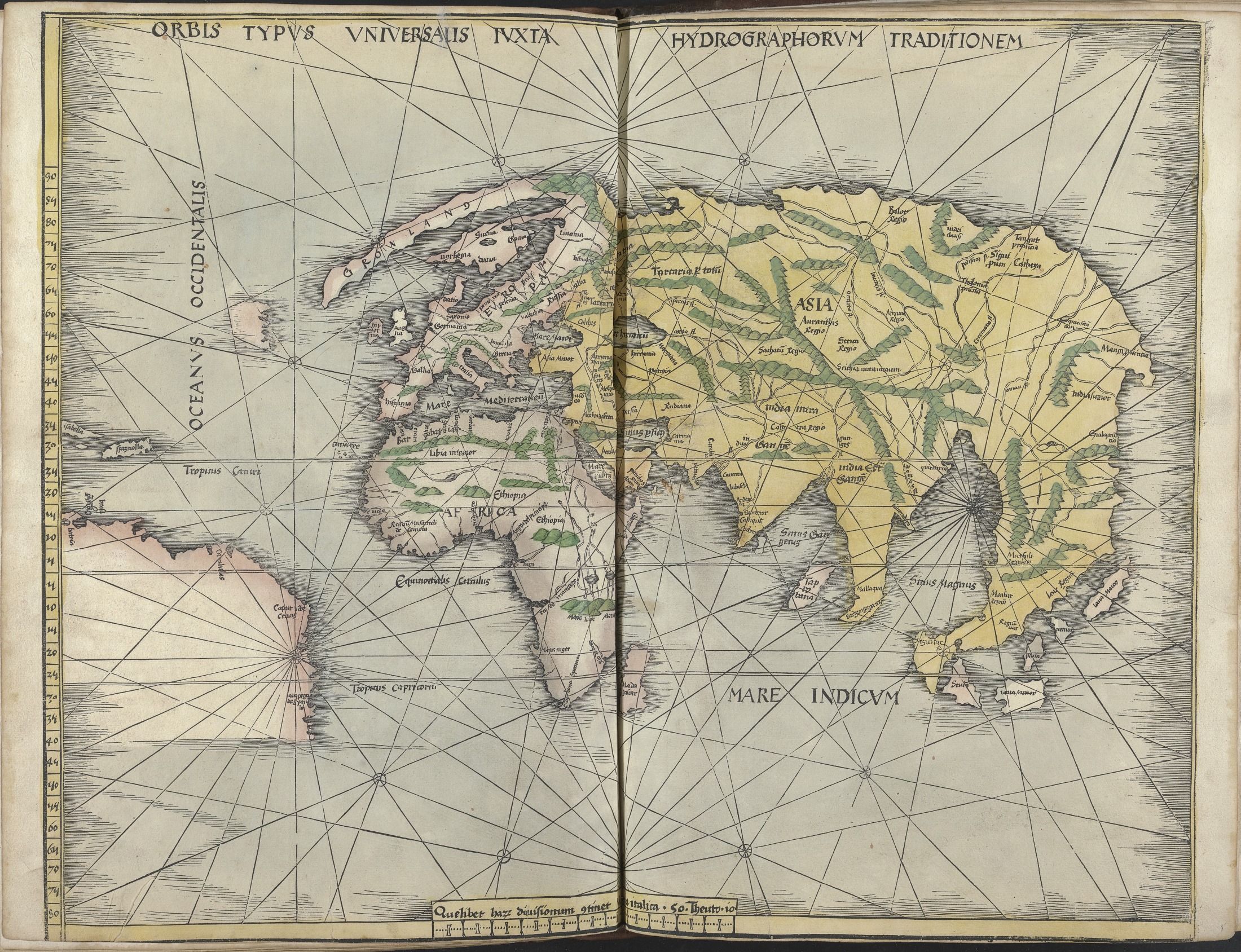 sixteenth-century colored world map