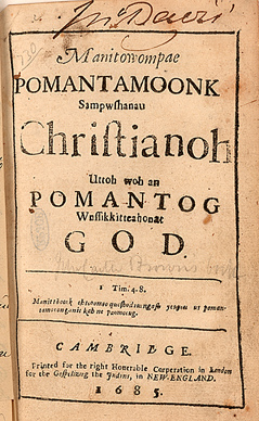 printed title page of a religious text in Algonquian and English