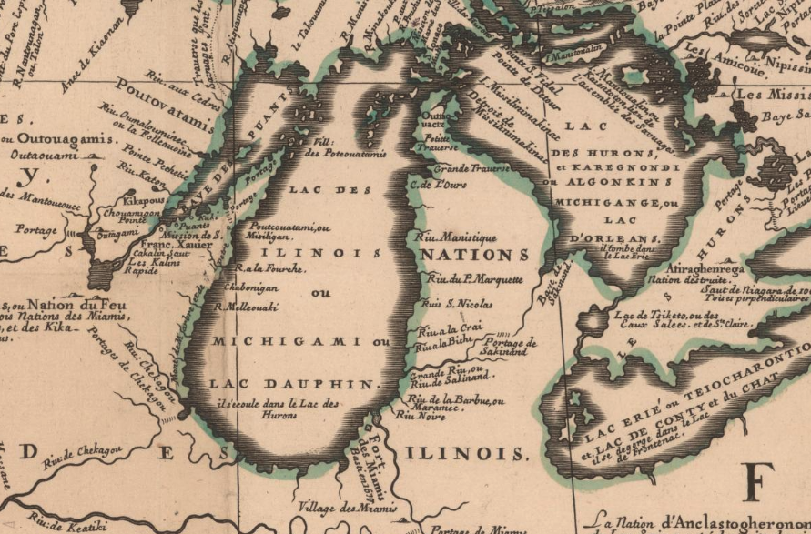 A detail showing Lake Michigan