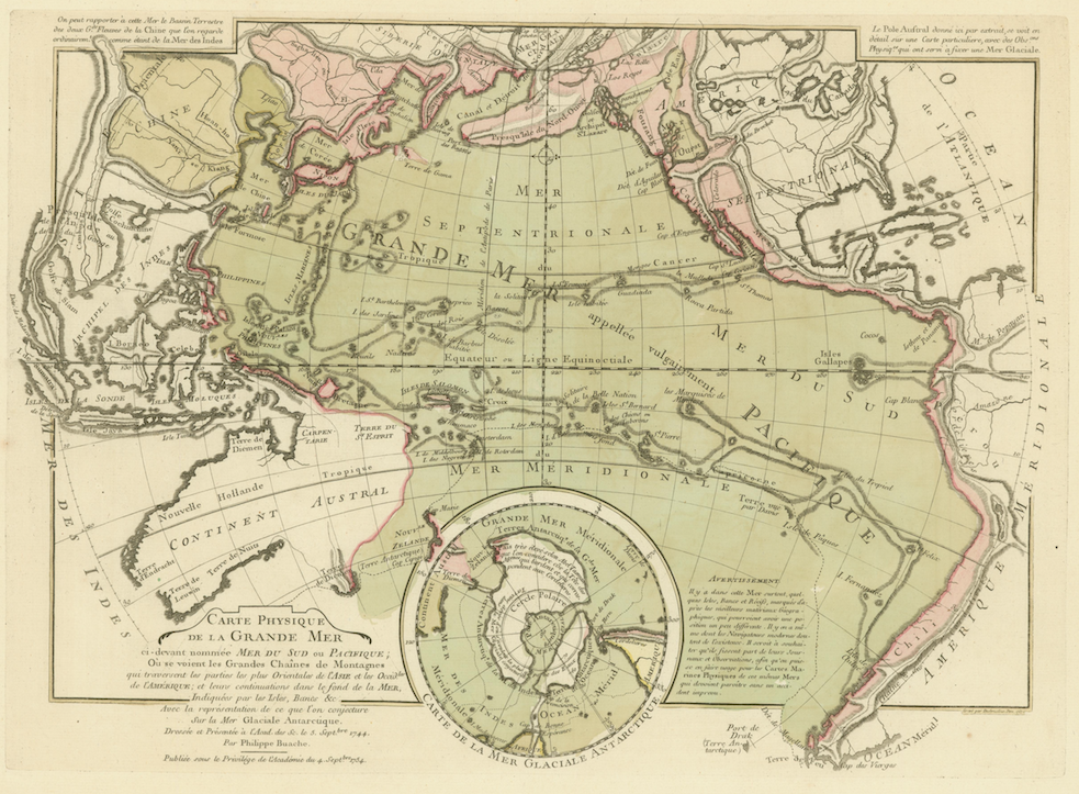 An image of the map called 'Carte Physique de la Grande Mer' by Buache