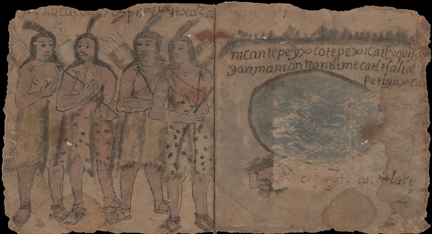manuscript illustration of four Native Americans of Mexico