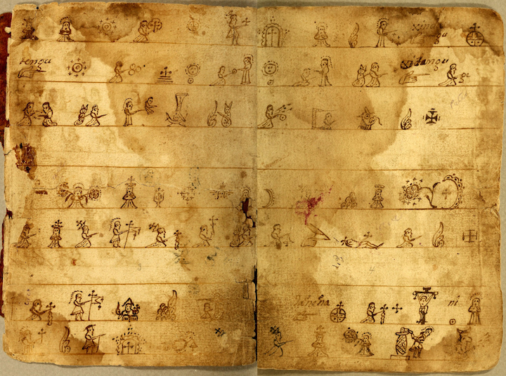 Manuscript catechism in Testerian hieroglyphs written on watermarked European paper