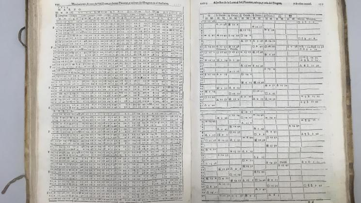 16th century charts documenting the calculations of solar and lunar calculations
