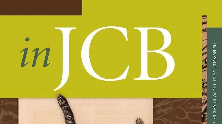 colorful cover of the In JCB newsletter, showing three snakes
