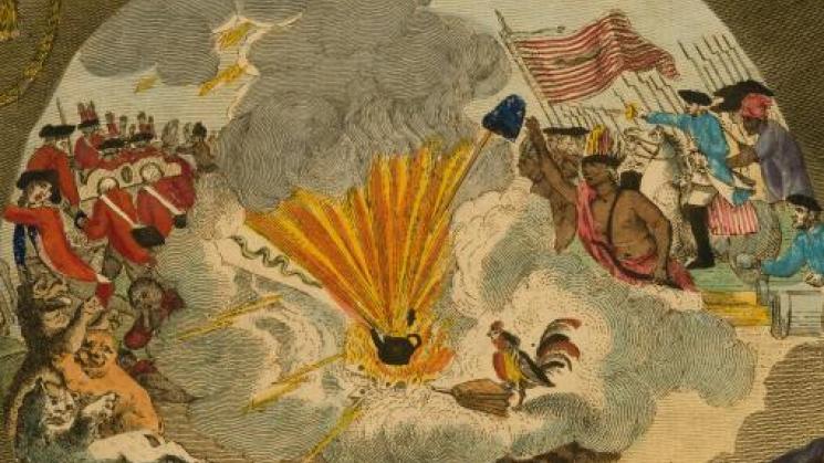 Detail of The Tea-Tax-Tempest, or Old Time with his Magick=Lanthern. [London, 1783]. Original at the John Carter Brown Library. 