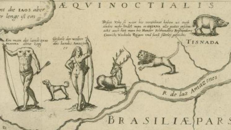 Detail of: [Guiana]. [Frankfurt am Main, 1599]. Original at the John Carter Brown Library.