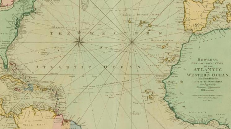 detail of a map of the western Atlantic Ocean