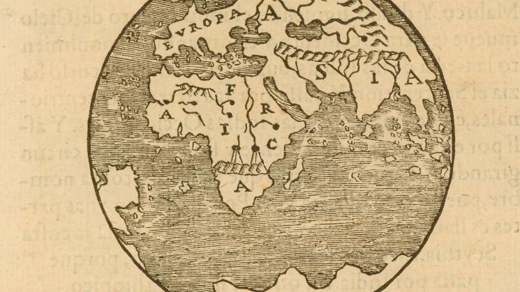 image of terrestrial sphere including Africa, Asia, and the Americas