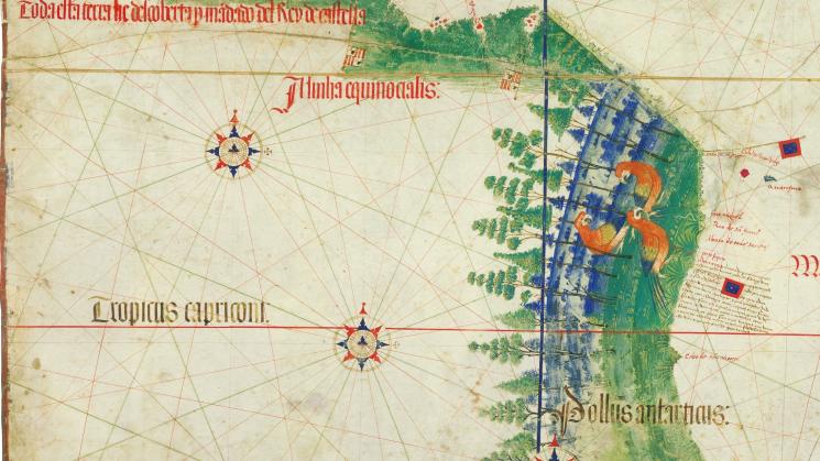 image of coast of Brazil with parrots, Cantino Planisphere