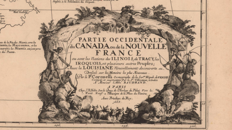 Cartouche of the map “La Louisiane…”  made in 1695 by Vincenzo Coronelli