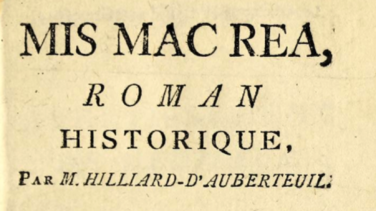 Frontispiece of 'Mis Mac Rea', by Hillard-D'Auberteuil 