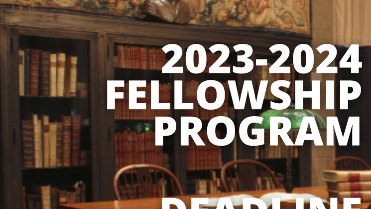 image of JCB reading room -text 2023-2024 fellowship program deadline January 9, 2023