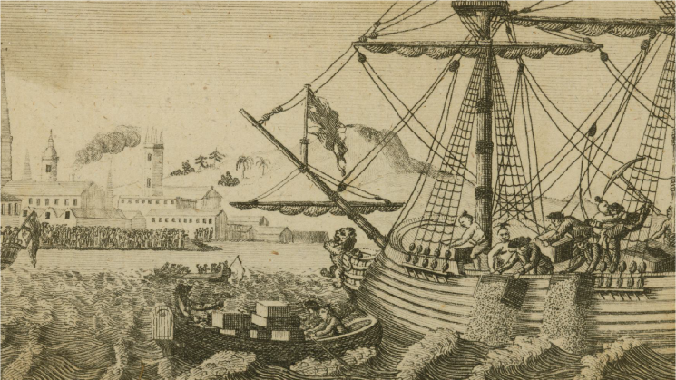 Americans throwing the Cargoes of the Tea Ships into the River