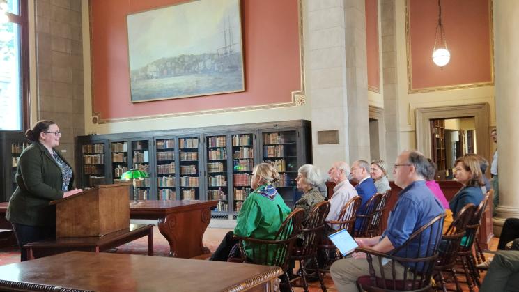 Dr. Sneff delivers remarks about the JCB’s broadside and other copies of the Declaration of Independence.
