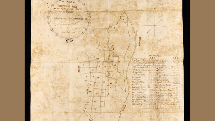 The image shows a map of the Belvidere estate.