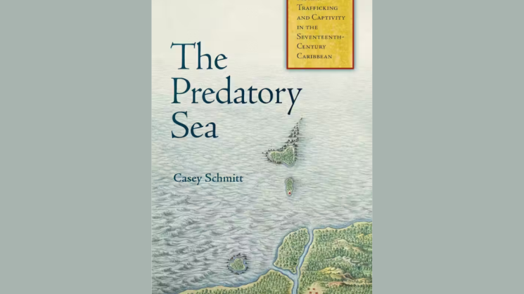 The image shows the cover of Casey Schmitt's book The Predatory Sea.