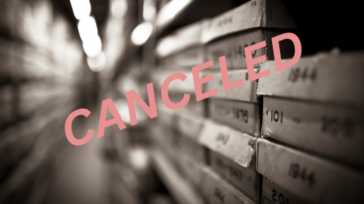 The image shows an archive and the word CANCELED is printed across the photo.