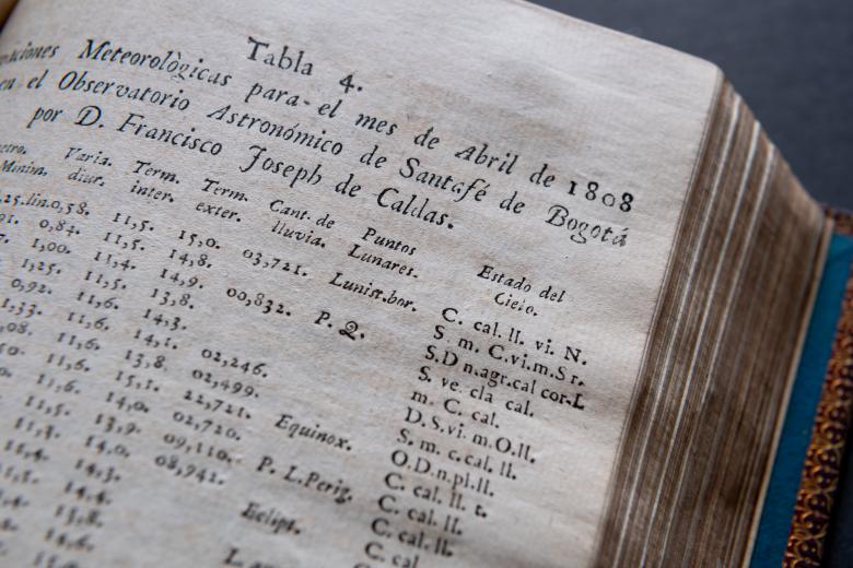 Detail from a printed book shows text in Spanish including "tabla 4" and a chart below.