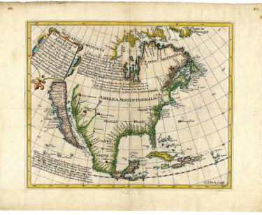 hand colored map of north America