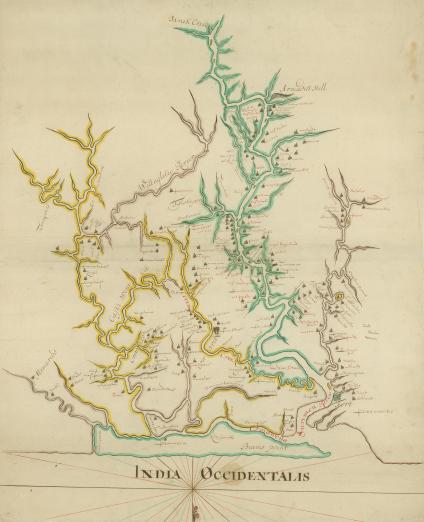 Map of the Surinam and Commewijne rivers