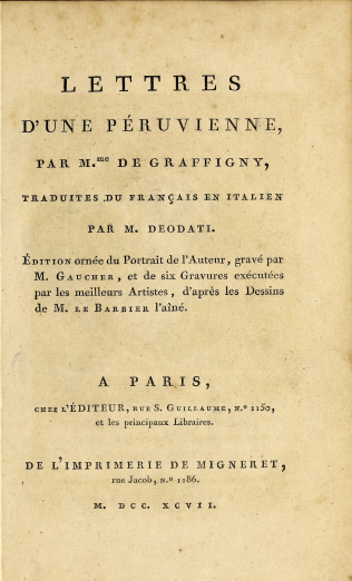 title page lettres d'une Péruvienne Paris