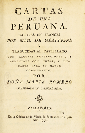 title page cartas de una peruana 1792 valladolid