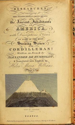 title page showing decorative script and image of a mountaintop