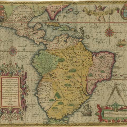 colored map of South America, Caribbean, and southern part of North America