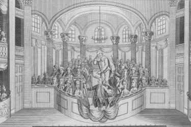 Image from: Mr. Garrick delivering his Ode, London. [John Lodge 1770]. Original at the John Carter Brown Library.