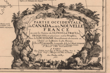 Cartouche of the map “La Louisiane…”  made in 1695 by Vincenzo Coronelli