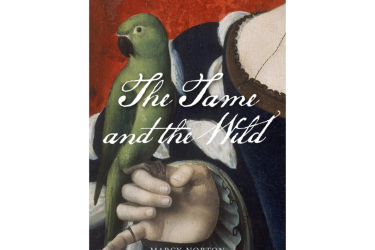 The image contains the cover of Marcy Norton's new book, The Tame and the Wild. It shows a parrot perched on the hand of a person.