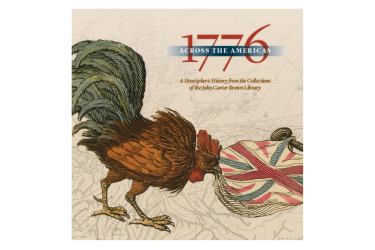 The image shows a drawing of a rooster and a flag and includes the title of the exhibition.